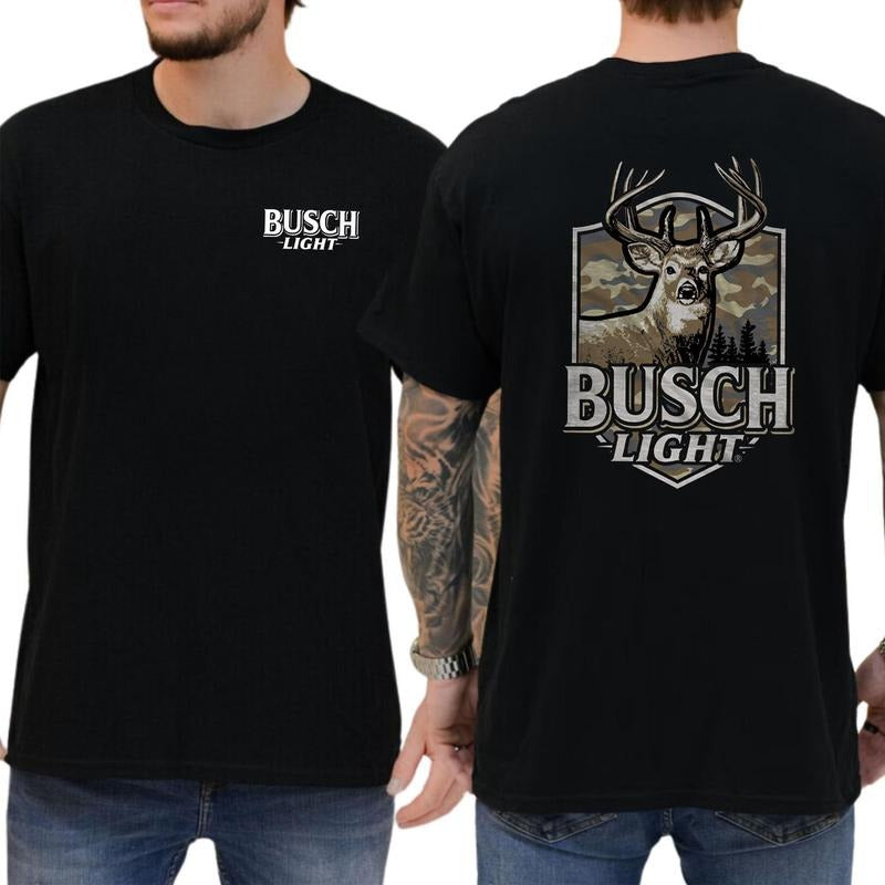 Busch Light Buck Camo Shield Soft Fabric Short Sleeve Shirt Cotton Top Menswear T-Shirts, Hoodie, Sweatshirt