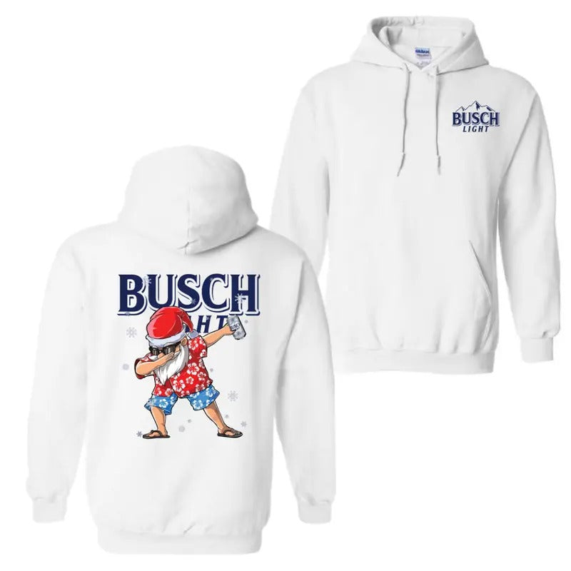 Busch Light Dabbing Santa Claus Christmas 2 Sided Hoodie Sweatshirt T-Shirt, Busch Light Shirt For Men and Women,...
