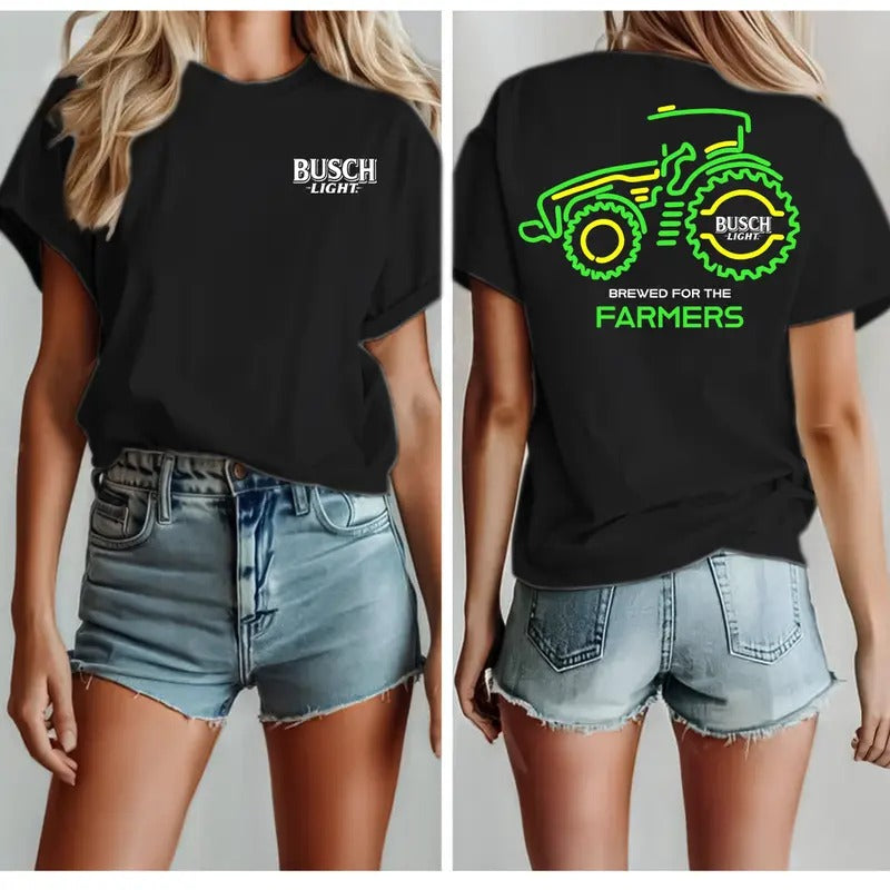 Busch Light Farmers Tractor 2-sided T-Shirt, S - 4XL, Graphic Tee Hoodie, Sweatshirt | GrindPrints.com