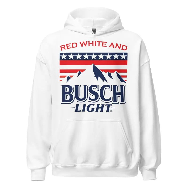 Busch Red White & Busch Light White Hoodie, Unisex Shirt, Shirt For Men, Shirt For Women, hot trend tiktok shop Sweatshirt