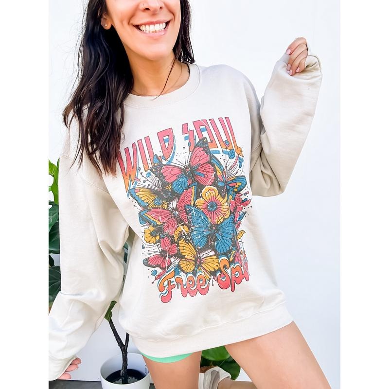 Butterfly Free Spirit Graphic Top T-Shirts, Hoodie, Sweatshirt | GrindPrints.com
