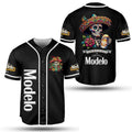 Buy All Black Skull Drinking Modelo Negra Mexican Beer Celebra Dia de los Muertos Baseball Jersey Drinking Mexican Spirit...