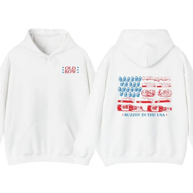 Buzzin' In The USA Hoodie,Old Row US Flag Hoodie For Men, For Women, Gift For Men T-Shirts, Sweatshirt | GrindPrints.com