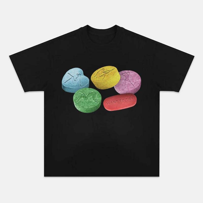 CANDY Want to Try Graphic Tee Oversized Aesthetic Y2k Clothing Streetwear T-Shirt Graphic Tee for Men Women Hoodie,...