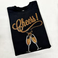 CHEERS! Champagne Sequin Patch Sweatshirt T-Shirts, Hoodie | GrindPrints.com