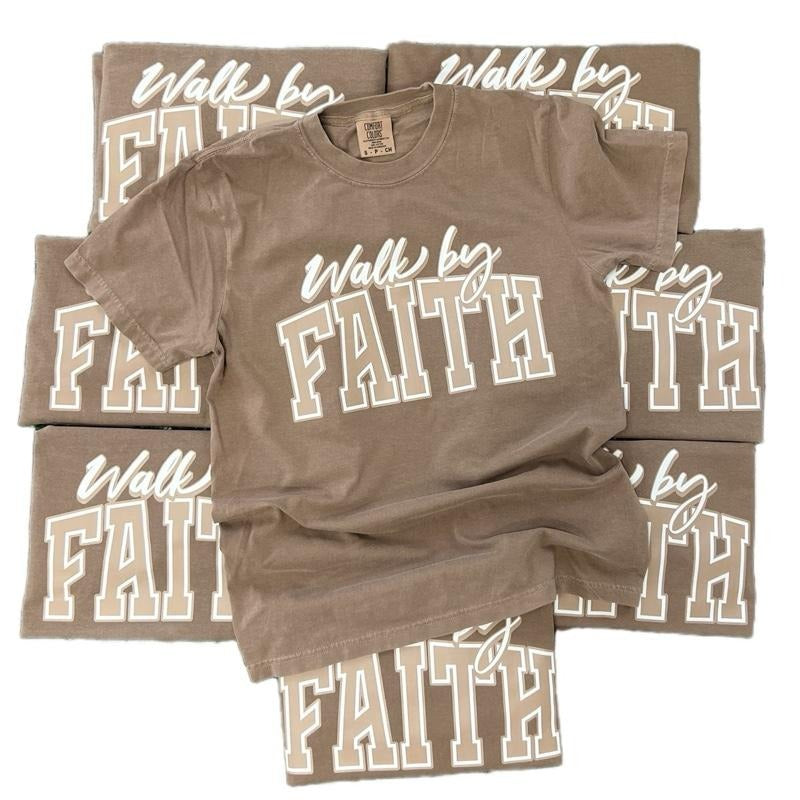 COMFORT COLORS - Walk By Faith on Espresso - Christian TShirt Hoodie, Sweatshirt | GrindPrints.com