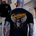CUSTOM SPIRIT OF THE ROAD Skull with Winged Helmet Black 2 Side Print T-shirt -  Sweatshirt