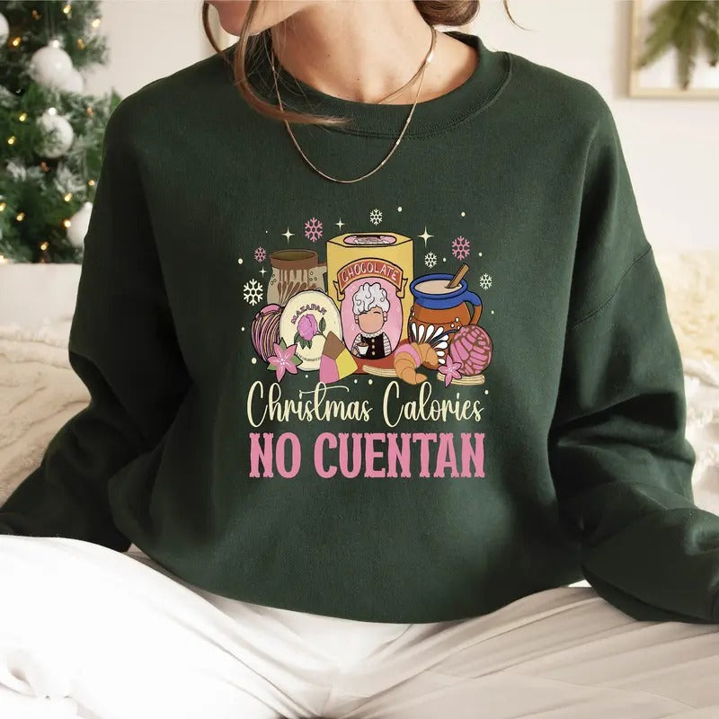 Cafe Abuelita Calories No Cuentan Latina Pan Dulce Concha Knit Womenswear Cotton Fabric Fit Bottom Casual Collar T-Shirts, Hoodie, Sweatshirt