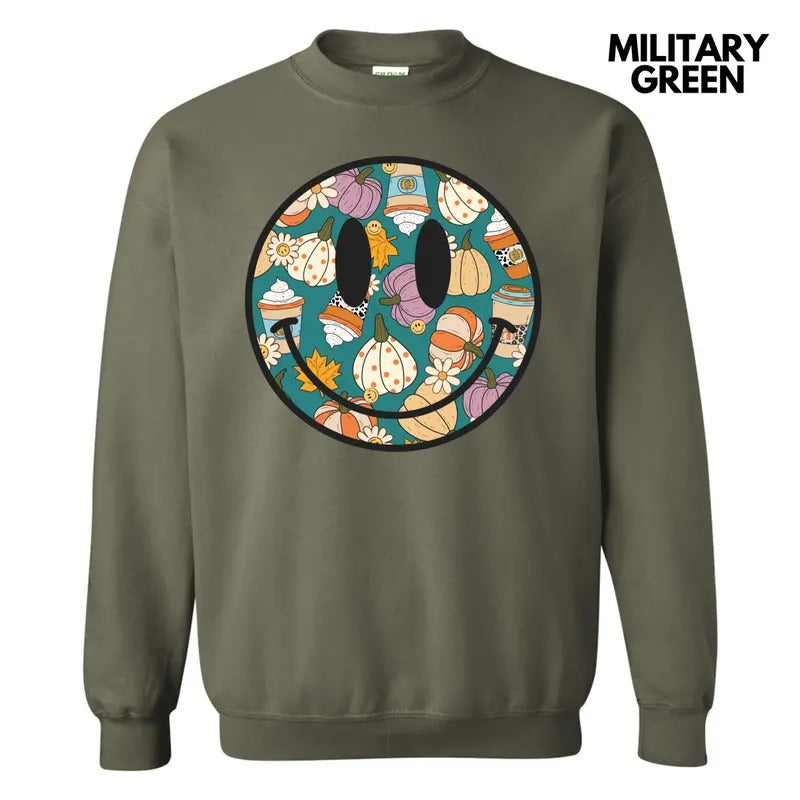 Cafe Pumpkin Happy Face Sweatshirt 'NLB' T-Shirts, Hoodie | GrindPrints.com
