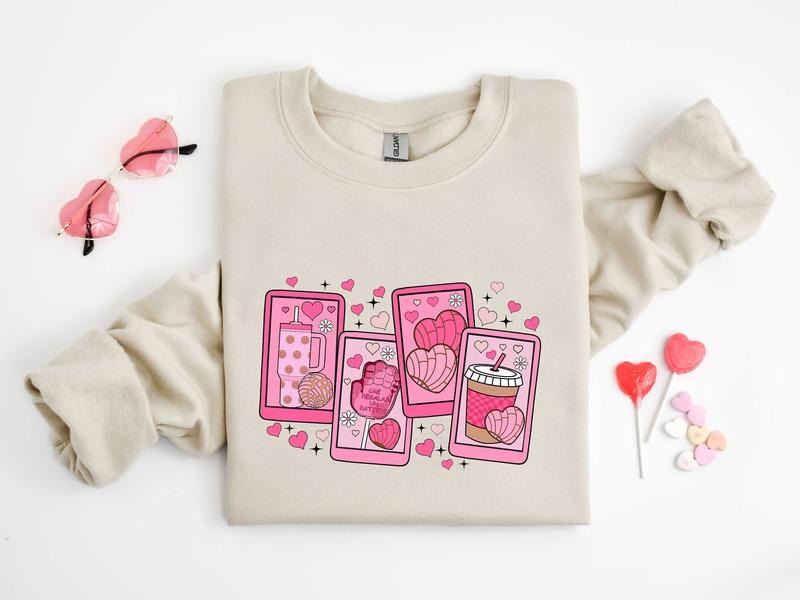 Cafecito Chisme Valentines Day, Concha Valentines Day Sweatshirt, Candy, Mexican Valentines Day, Coffee Lover Sweatshirt,...