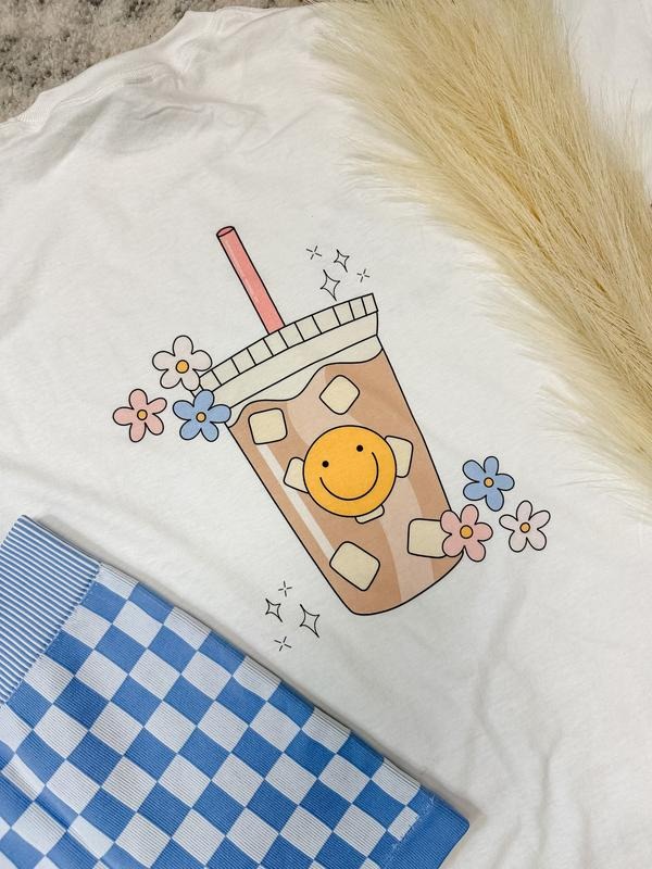 Caffeinated & Happy Graphic Top T-Shirts, Hoodie, Sweatshirt | GrindPrints.com