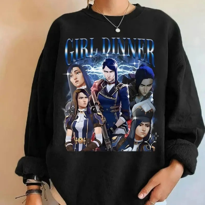 Caitlyn Arcane Shirt, League of Legends Anime lol Shirt, Unisex Heavy Cotton Vintage-style Tee Hoodie, Sweatshirt