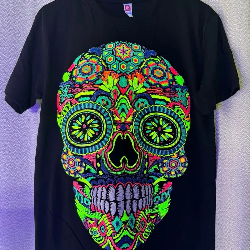 Calavera Cultural T-Shirt, Top Style -  Skull Tshirt Summer Crewneck Hoodie, Sweatshirt | GrindPrints.com
