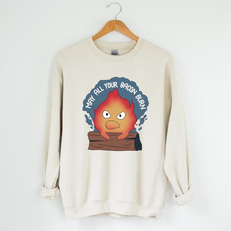 Calcifer May All Your Bacon Burn Howl's Moving Castle T-Shirt, Sweatshirt, Hoodie | GrindPrints.com