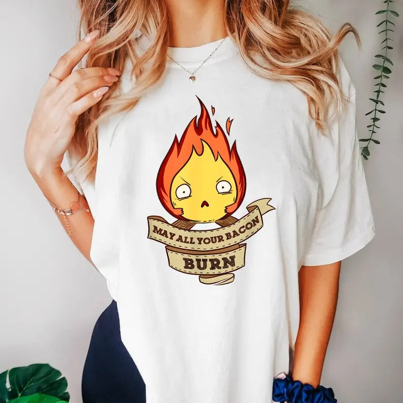 Calcifer May all Your bacon Burn Howl's Moving Castle T-Shirt Hoodie, Sweatshirt | GrindPrints.com