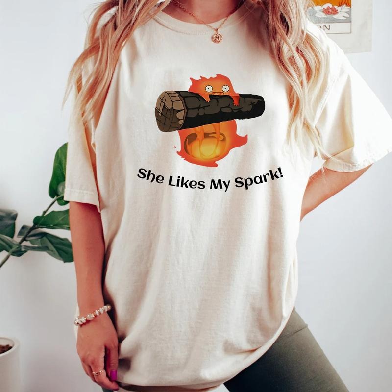 Calcifer She Likes My Spark T-Shirt Hoodie, Sweatshirt | GrindPrints.com
