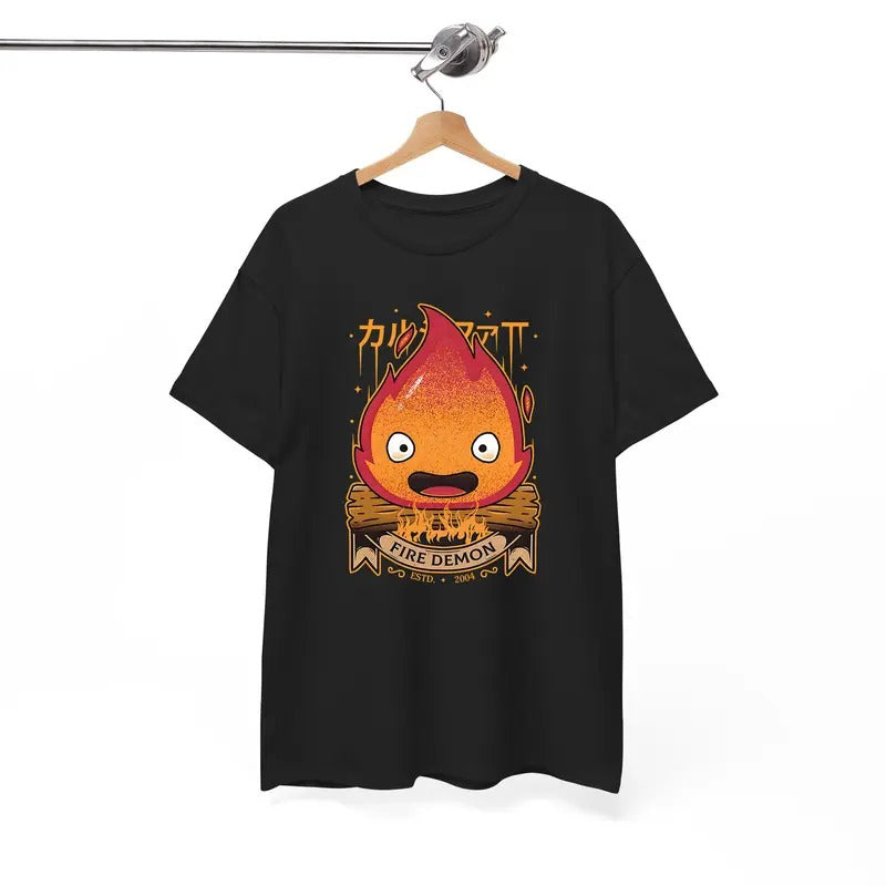 Calcifer Tshirt, Howls Moving Castle Tshirt, Howl And Sophie, Anime Hoodie, Sweatshirt | GrindPrints.com