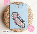California Gildan T-shirt, Cute California State Shirt, California Floral Bow Tee Hoodie, Sweatshirt | GrindPrints.com