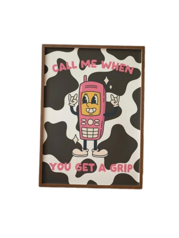 Call Me When You Get A Grip Poster, Cow Art Print, Call Me Print, Home Office Art, Gifts For Teens Girls Her Bedroom...
