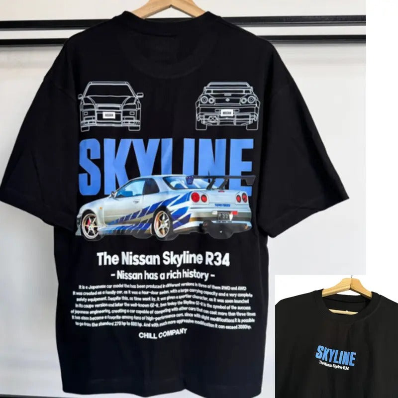 Camiseta Skyline R340 DRG, Camiseta Skyline Tshirt DRG, Skyline R340 Tshirt DRG Cotton Menswear Hoodie, Sweatshirt