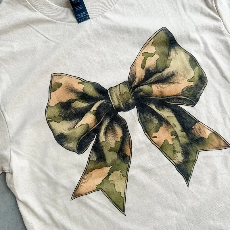 Camo Bow Graphic Top T-Shirts, Hoodie, Sweatshirt | GrindPrints.com