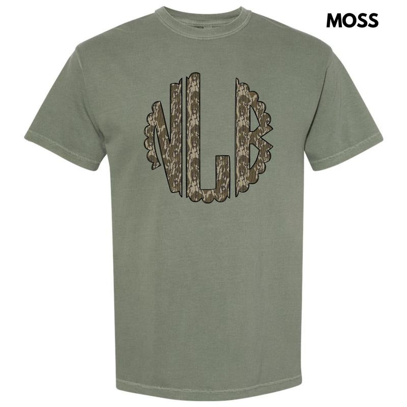 Camo Print Monogram Comfort Colors T-Shirt 'NLB' Hoodie, Sweatshirt | GrindPrints.com