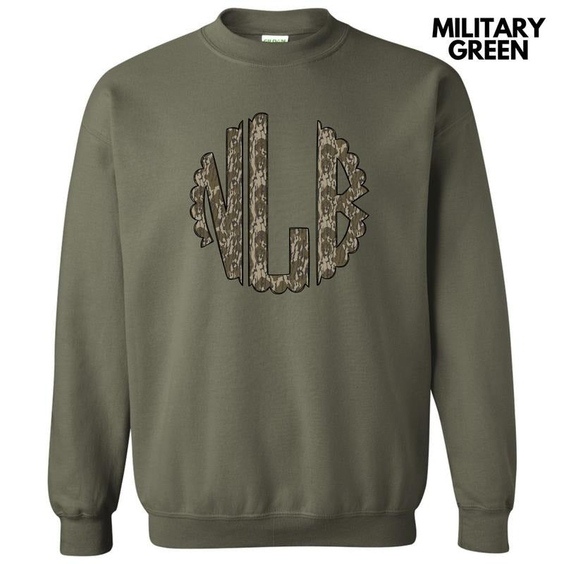 Camo Print Monogram Sweatshirt 'NLB' T-Shirts, Hoodie | GrindPrints.com