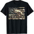 Camo US Flag Bass Fish Cool Fishing Patriotic Made USA T-Shirts, Hoodie, Sweatshirt