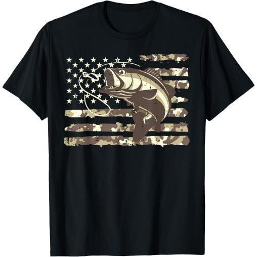 Camo US Flag Bass Fish Cool Fishing Patriotic Made USA T-Shirts, Hoodie, Sweatshirt