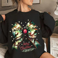 Camo Watercolor Christmas Lights Coquette Bow Crewneck Sweatshirt, Merry Christmas Bow Tee Hoodie | GrindPrints.com
