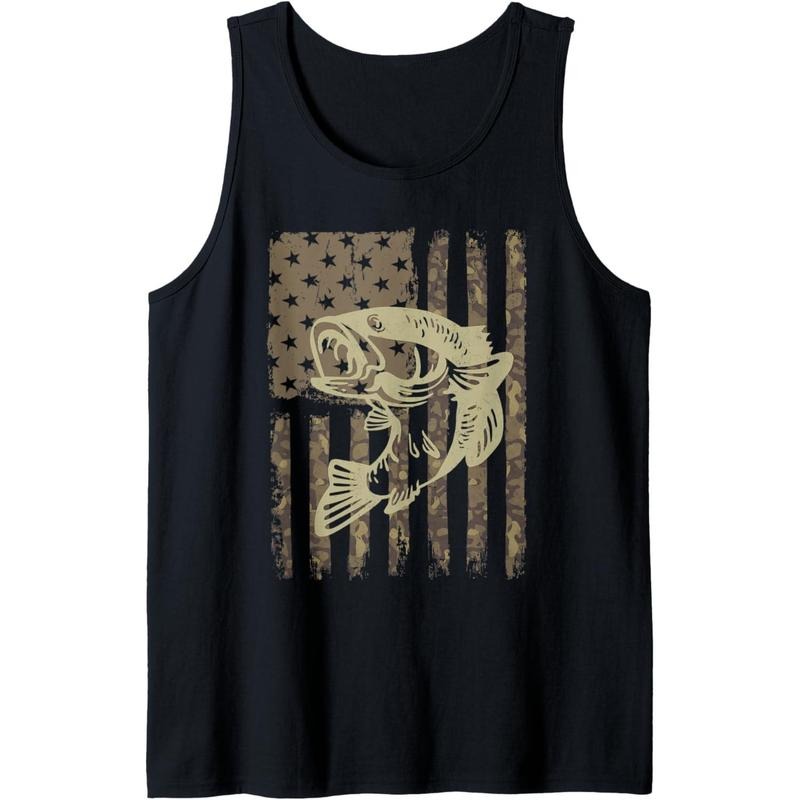 Camouflage USA Flag Big Mouth Bass Vintage Fishing Tank Top Made USAstyle{N002}2 T-Shirts, Hoodie, Sweatshirt