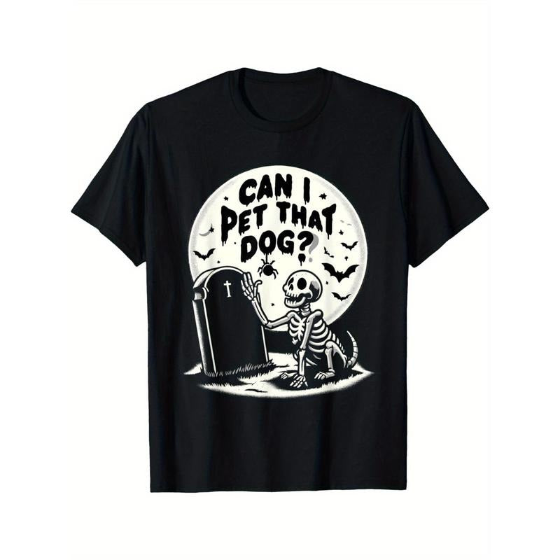 Can I Pet That Dog Halloween - Skeleton Pet Dog Gift Men's T-Shirt made in usa Hoodie, Sweatshirt | GrindPrints.com