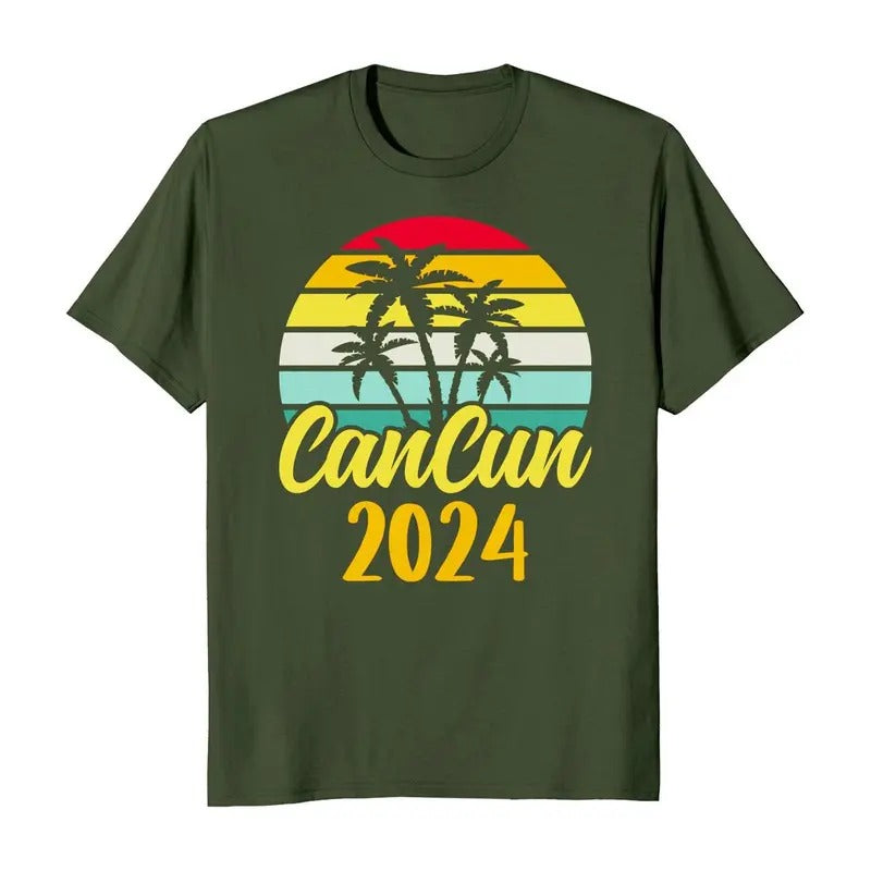 Cancun 2024 Mexico Vacation Trip Men's T-Shirt Casual Crewneck Hoodie, Sweatshirt | GrindPrints.com