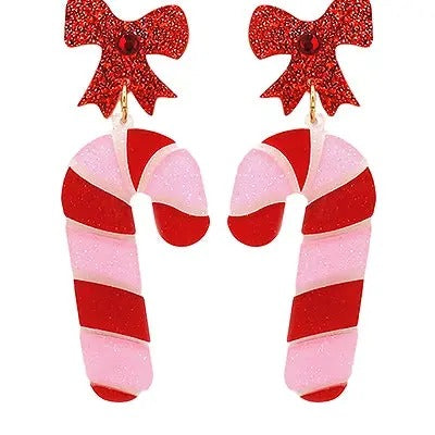 Candy Cane & Bow Glitter Earrings T-Shirts, Hoodie, Sweatshirt | GrindPrints.com