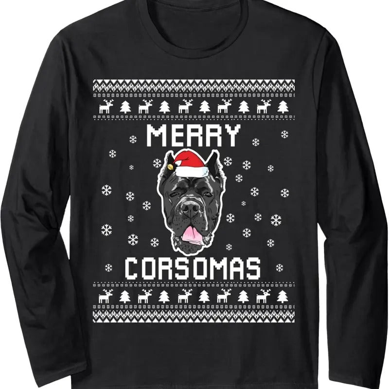 Cane Corso Dog Owner Ugly Christmas Sweater for Holidays Long Sleeve T-Shirt Hoodie, Sweatshirt | GrindPrints.com