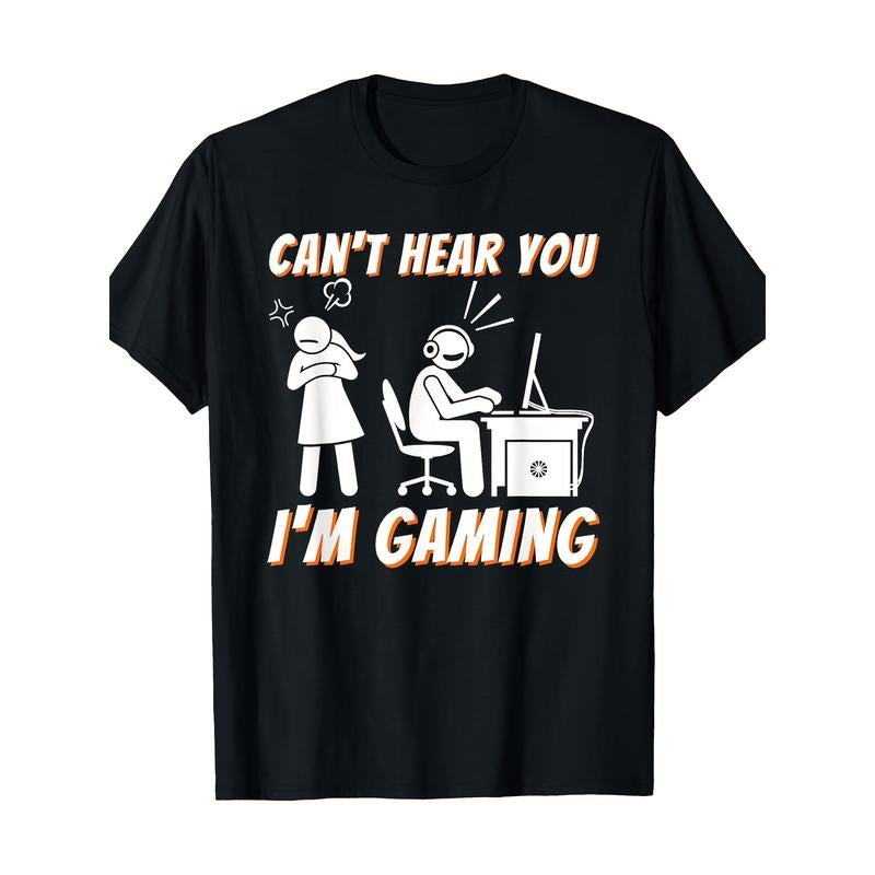 Cant Hear You Im Gaming Video Gamer Women Men 220g 100% Cotton T-Shirt made in usa Hoodie, Sweatshirt | GrindPrints.com