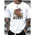 Cartoon Money & Hands Print, Men's Graphic Design Crew Neck Niche T-shirt, Casual Comfy Tees Tshirts For Summer, Men's...