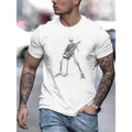Cartoon Skeleton Playing The Guitar Graphic Print, Men's Novel Graphic Design T-shirt, Casual Comfy Tees For Summer,...