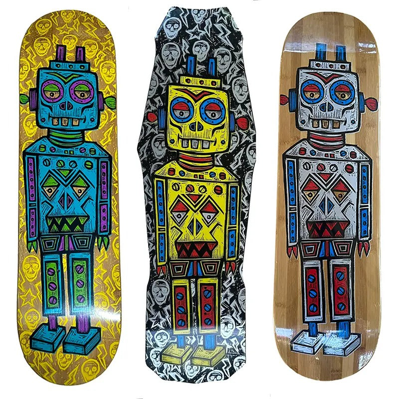 Carve Forever! Robot Woodcut Skateboard Deck T-Shirts, Hoodie, Sweatshirt | GrindPrints.com