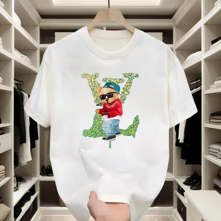 Casual Chic Cotton T - shirt |   Stylish Bear Print for Daily Outings Hoodie, Sweatshirt | GrindPrints.com