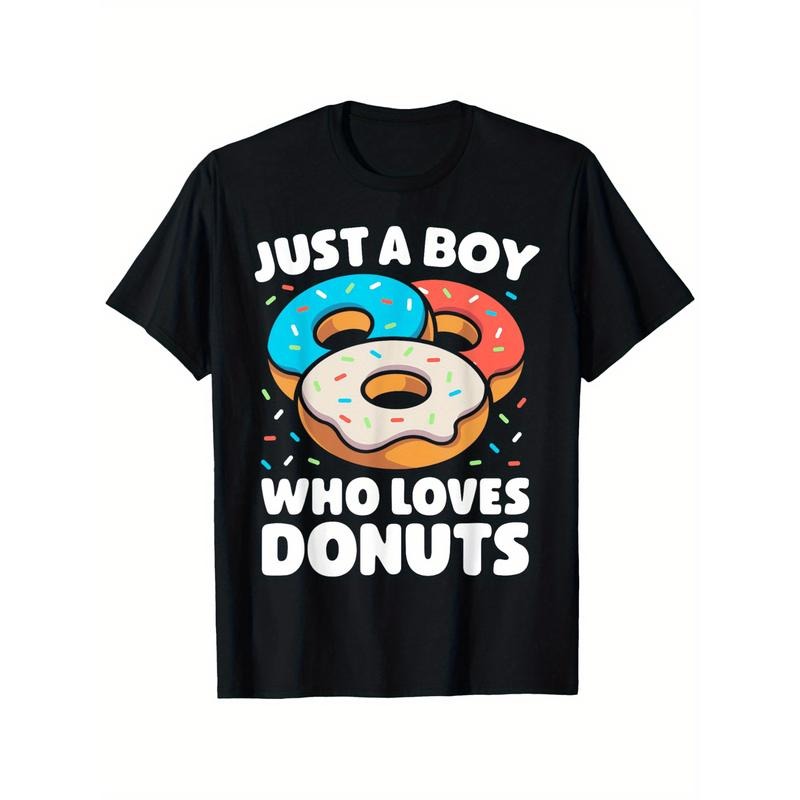 Casual Cotton Donut Print Knit Fabric Crew Neck Short Sleeve Regular Fit Comfort Hot Stamped Casual Food Lovers Made Usa T-Shirts, Hoodie, Sweatshirt