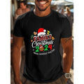 Casual Crew Neck T-Shirt with Family Christmas 2024 Print