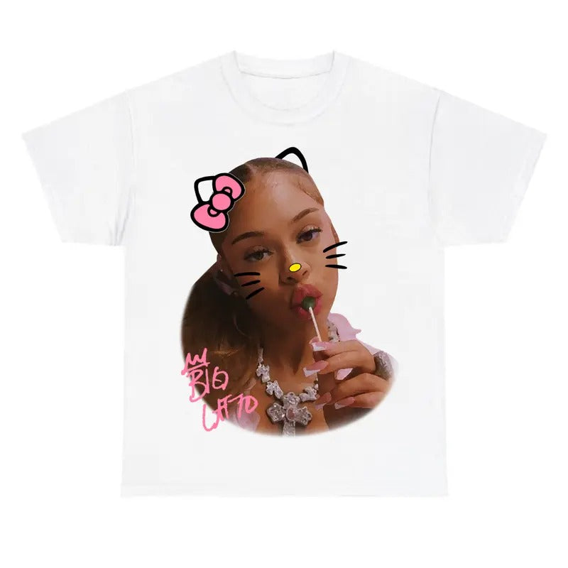 Casual and Comfortable Pink Lattoo Kittyy Cotton Top for Women T-Shirts, Hoodie, Sweatshirt | GrindPrints.com