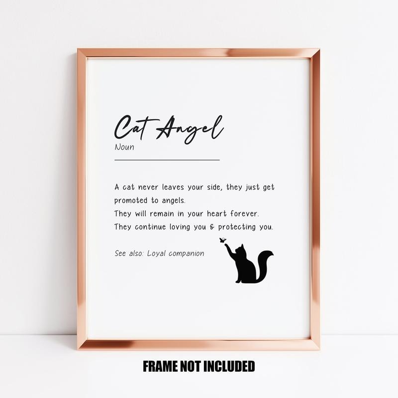 Cat Angel Definition Print, Cat Loss Print, Cat With Sympathy Gift, Pet Loss, Pet With Sympathy Gift, Black Cat Memorial...
