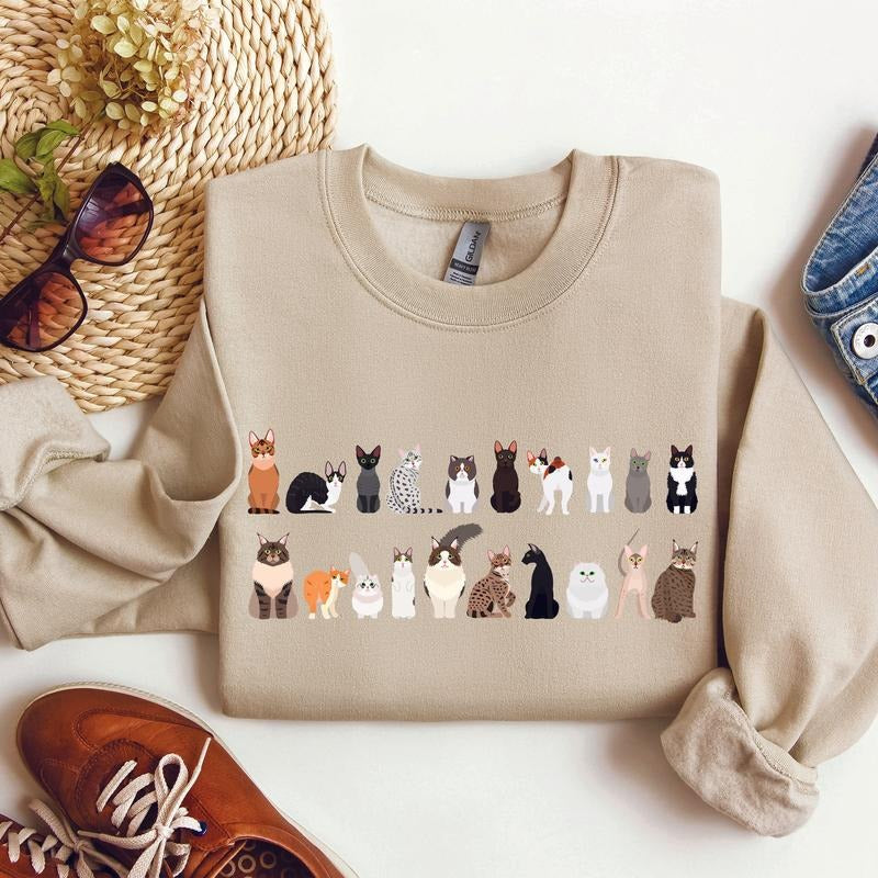 Cat Breeds Animal Lover Sweatshirt T-Shirts, Hoodie | GrindPrints.com