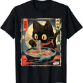 Cat Eating Ramen Noodles Anime & Cotton T-Shirts, Hoodie, Sweatshirt