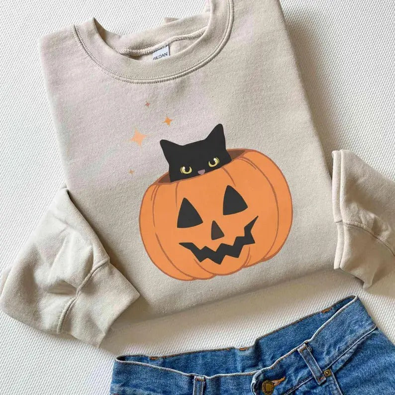 Cat Halloween Sweatshirt, Its Fall Yall Sweatshirt, Pumpkin Season Sweatshirt, Pumpkin Spice Season, Fall Gifts Autumn...