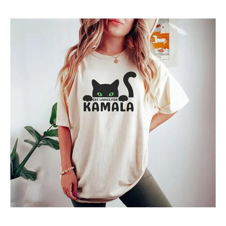 Cat Ladies For Kamala T-Shirt,JD Vance Hates Cats, Funny Feminist Gift Hoodie, Sweatshirt | GrindPrints.com