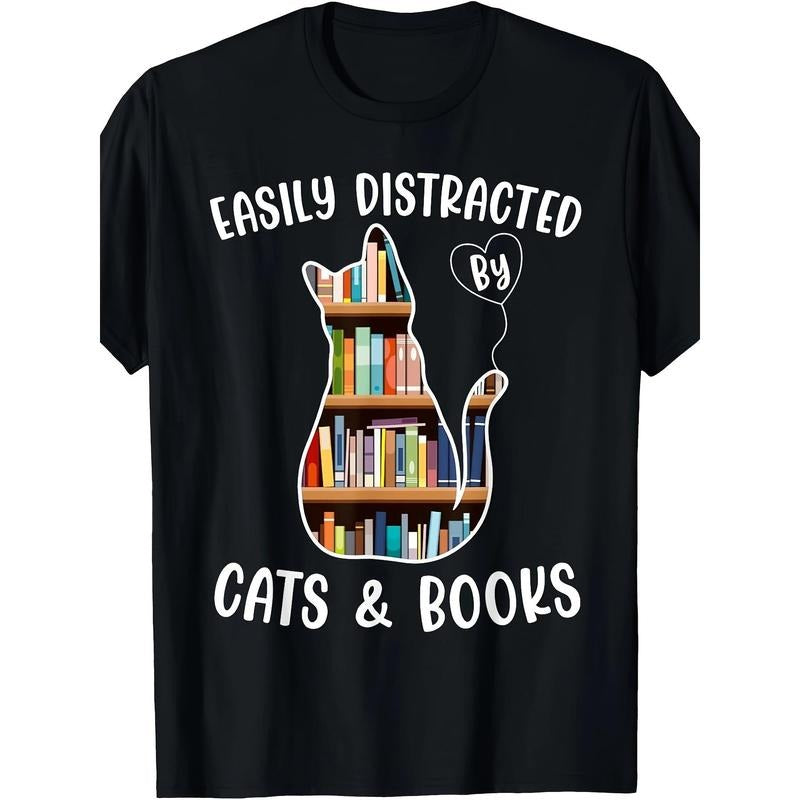Cat Lady T-shirt Book Lady Librarian Reading T-shirt Made in USA Hoodie, Sweatshirt | GrindPrints.com