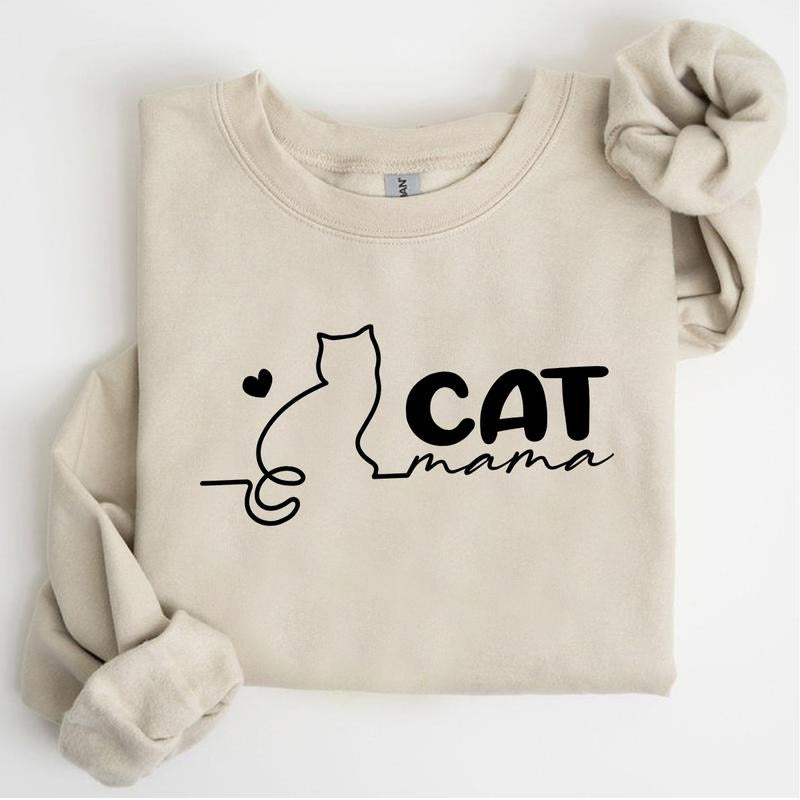 Cat Mama Sweatshirt, Cat Mom Sweater, Mother's Day Gift For Cat Mom, Lover Gift T-Shirts, Hoodie | GrindPrints.com